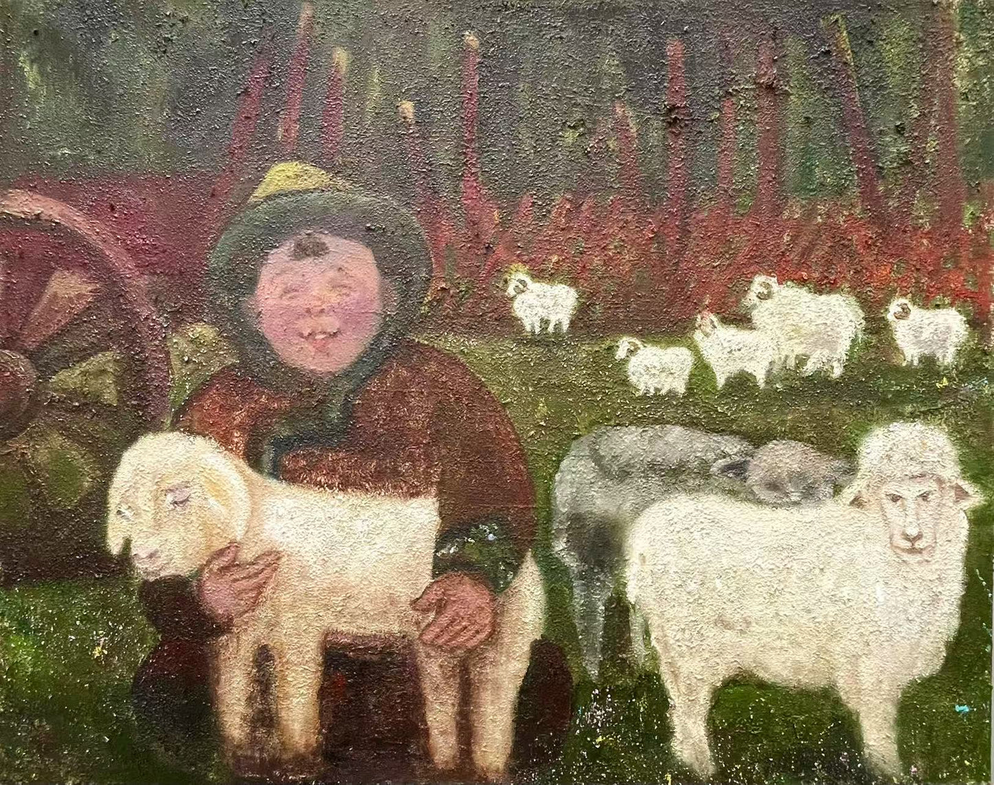 A Mongolian Boy and His Lamb
