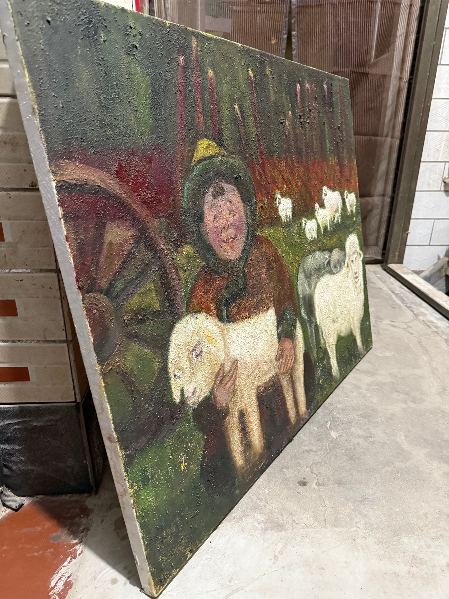 A Mongolian Boy and His Lamb