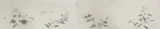 The disappointment of the flowering period is the prosperity of life at its peak. The whole painting only relies on the dry and wet changes of ink color to outline the flowers. The blank space at the bottom of the paper exposed by butterflies flying is the gap under time leakage, just like the moment when the flower shadow shakes in the wind. In a trance, the ancient meaning of "flowers can be folded straight, so don't wait for no flowers to fold branches" emerges from the depths of ink. This is the epitome